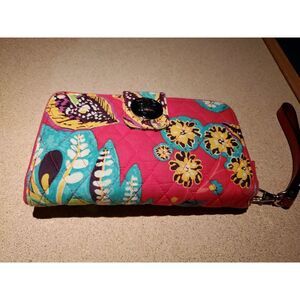 Vera Bradley‎ Purse Crossbody Bag Wristlet Wallet Red Floral Silver Twist Latch